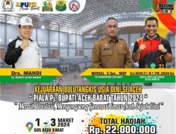 Kejuaraan Turnamen Bulu Tangkis Piala Pj Bupati Aceh Barat Resmi Bergulir