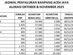 Pemkab Aceh Jaya Bersama Bulog Cabang Melaboh Salurkan Bantuan Pangan